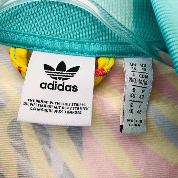 Adidas Women's Size Medium Floral Leaf Print Full Zip Track Jacket - Picture 3 of 5